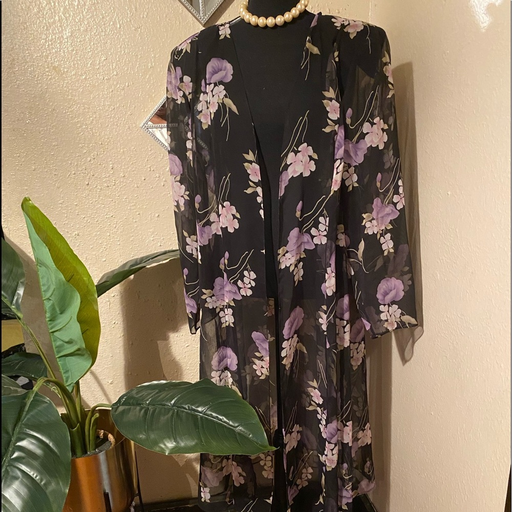Full length sheer floral swimsuit sarong size 18w